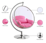 Luna Fabric  / Acrylic / Stainless Steel / Foam Contemporary Pink Durable Fabric Acrylic Swing Chair - 41.5" W x 29.5" D x 64" H