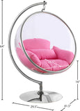 Luna Fabric  / Acrylic / Stainless Steel / Foam Contemporary Pink Durable Fabric Acrylic Swing Chair - 41.5" W x 29.5" D x 64" H