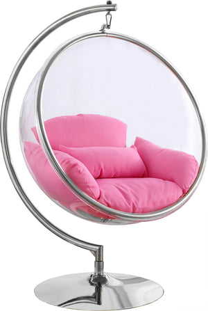 Luna Fabric  / Acrylic / Stainless Steel / Foam Contemporary Pink Durable Fabric Acrylic Swing Chair - 41.5" W x 29.5" D x 64" H