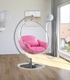 Luna Fabric  / Acrylic / Stainless Steel / Foam Contemporary Pink Durable Fabric Acrylic Swing Chair - 41.5" W x 29.5" D x 64" H