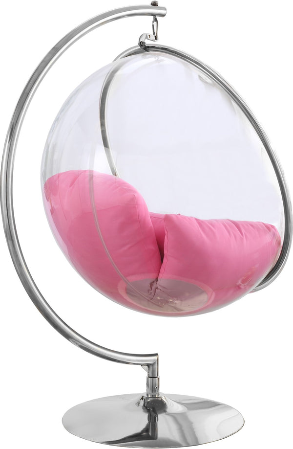 Luna Fabric  / Acrylic / Stainless Steel / Foam Contemporary Pink Durable Fabric Acrylic Swing Chair - 41.5" W x 29.5" D x 64" H
