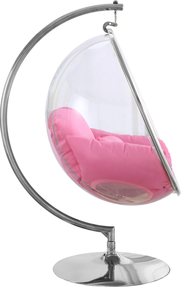 Luna Fabric  / Acrylic / Stainless Steel / Foam Contemporary Pink Durable Fabric Acrylic Swing Chair - 41.5" W x 29.5" D x 64" H