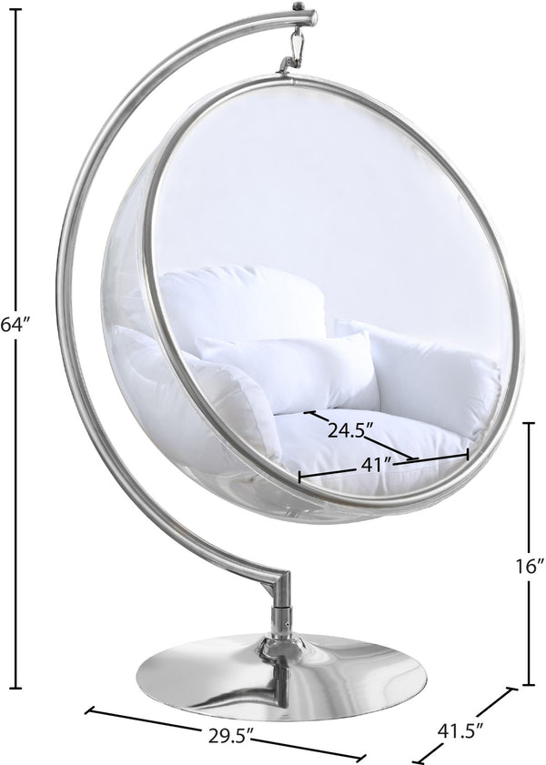 Luna Fabric  / Acrylic / Stainless Steel / Foam Contemporary White Durable Fabric Acrylic Swing Chair - 41.5" W x 29.5" D x 64" H