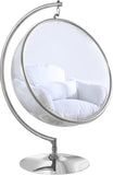 Luna Fabric  / Acrylic / Stainless Steel / Foam Contemporary White Durable Fabric Acrylic Swing Chair - 41.5" W x 29.5" D x 64" H