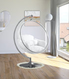 Luna Fabric  / Acrylic / Stainless Steel / Foam Contemporary White Durable Fabric Acrylic Swing Chair - 41.5" W x 29.5" D x 64" H