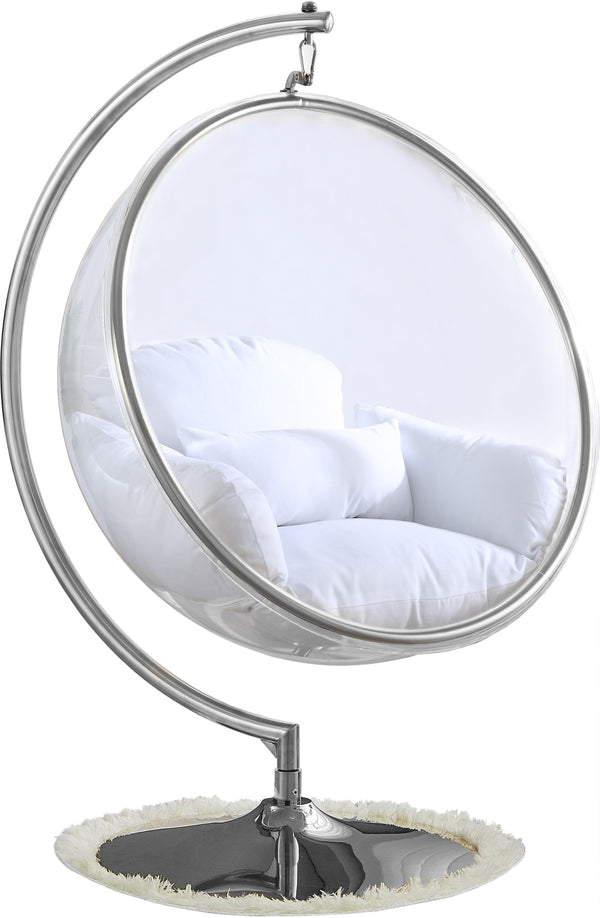 Luna Fabric  / Acrylic / Stainless Steel / Foam Contemporary White Durable Fabric Acrylic Swing Chair - 41.5" W x 29.5" D x 64" H