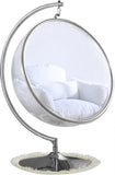 Luna Fabric  / Acrylic / Stainless Steel / Foam Contemporary White Durable Fabric Acrylic Swing Chair - 41.5" W x 29.5" D x 64" H