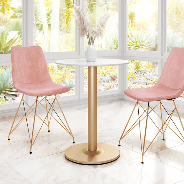 Zuo Modern Alto MDF, Steel Modern Commercial Grade Bistro Table White, Gold MDF, Steel