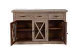 Alpine Furniture Newberry Sideboard, Weathered Natural 2068-06 Weathered Natural Acacia Solids 58 x 18 x 36