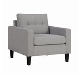 Metro Casual Tufted Upholstered Chair in Light Grey - Chic Modern Design with Dark Wood Legs & Pillows