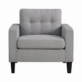 Metro Casual Tufted Upholstered Chair in Light Grey - Chic Modern Design with Dark Wood Legs & Pillows