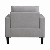 Metro Casual Tufted Upholstered Chair in Light Grey - Chic Modern Design with Dark Wood Legs & Pillows