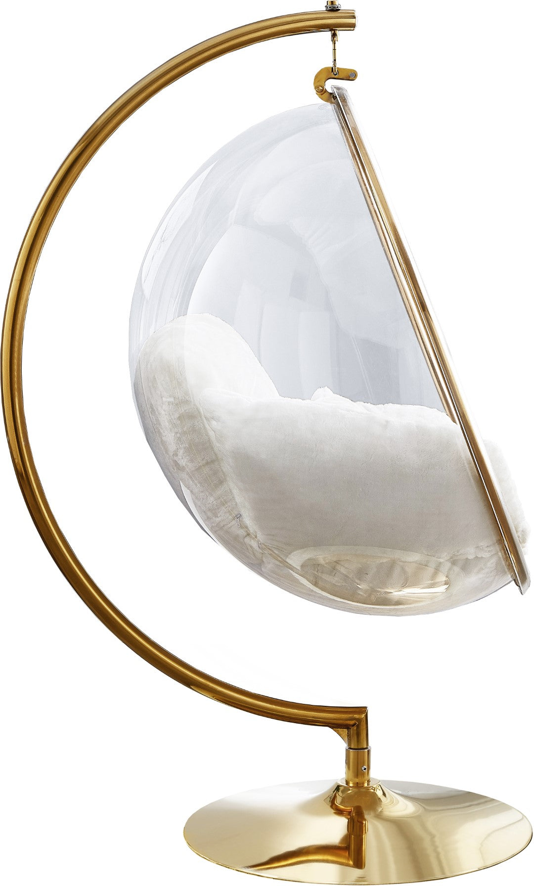 Luna Acrylic Swing Chair with Faux Fur Cushion - Thumbnail 2