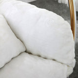 Luna Faux Fur / Acrylic / Stainless Steel / Foam Contemporary White Faux Fur Acrylic Swing Accent Chair - 41.5" W x 29.5" D x 64" H