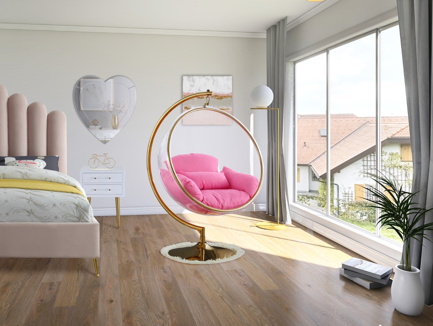 Luna Contemporary Acrylic Swing Bubble Accent Chair - Thumbnail 4