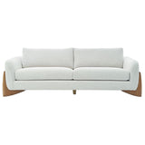 Contemporary 3-seat Sofa W/ Wood Accent, Beige