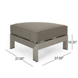 Cape Coral Half Round 6 Seater Sectional Set with Ottoman, Khaki and Silver Noble House