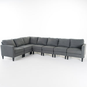 Zahra 7 Piece Dark Grey Fabric Sectional Couch