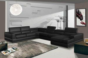 VIG Furniture Divani Casa Pella - Modern Black Italian Bonded Leather U Shaped Sectional Sofa VGCA5106-BL-BLK-SECT