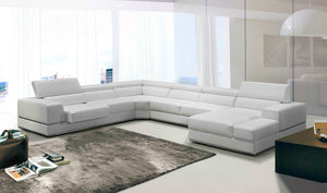 VIG Furniture Divani Casa Pella - Modern White Italian Leather U Shaped Sectional Sofa VGCA5106-WHT