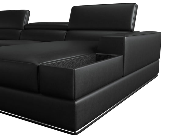 VIG Furniture Divani Casa Pella - Modern Black Italian Leather U Shaped Sectional Sofa VGCA5106O-BLK-SECT