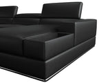 VIG Furniture Divani Casa Pella - Modern Black Italian Bonded Leather U Shaped Sectional Sofa VGCA5106-BL-BLK-SECT