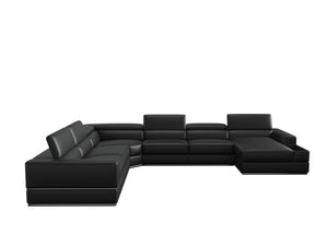 VIG Furniture Divani Casa Pella - Modern Black Italian Leather U Shaped Sectional Sofa VGCA5106O-BLK-SECT