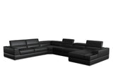 VIG Furniture Divani Casa Pella - Modern Black Italian Bonded Leather U Shaped Sectional Sofa VGCA5106-BL-BLK-SECT