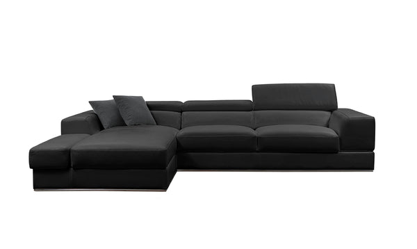 VIG Furniture Divani Casa Pella Mini - Modern Black Leather Left Facing Sectional Sofa VGCA5106A-BLK