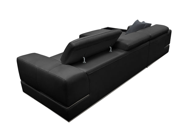 VIG Furniture Divani Casa Pella Mini - Modern Black Leather Left Facing Sectional Sofa VGCA5106A-BLK