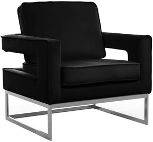 Noah Velvet / Engineered Wood / Iron / Foam Contemporary Black Velvet Accent Chair - 33" W x 29" D x 35" H