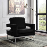 Noah Velvet / Engineered Wood / Iron / Foam Contemporary Black Velvet Accent Chair - 33" W x 29" D x 35" H