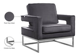 Noah Velvet / Engineered Wood / Stainless Steel / Foam Contemporary Grey Velvet Accent Chair - 33" W x 29" D x 35" H