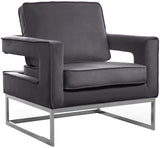 Noah Velvet / Engineered Wood / Stainless Steel / Foam Contemporary Grey Velvet Accent Chair - 33" W x 29" D x 35" H