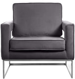 Noah Velvet / Engineered Wood / Stainless Steel / Foam Contemporary Grey Velvet Accent Chair - 33" W x 29" D x 35" H