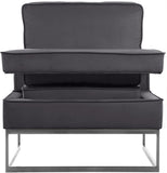 Noah Velvet / Engineered Wood / Stainless Steel / Foam Contemporary Grey Velvet Accent Chair - 33" W x 29" D x 35" H