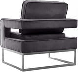 Noah Velvet / Engineered Wood / Stainless Steel / Foam Contemporary Grey Velvet Accent Chair - 33" W x 29" D x 35" H