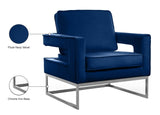 Noah Velvet / Engineered Wood / Stainless Steel / Foam Contemporary Navy Velvet Accent Chair - 33" W x 29" D x 35" H