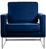 Noah Velvet / Engineered Wood / Stainless Steel / Foam Contemporary Navy Velvet Accent Chair - 33" W x 29" D x 35" H