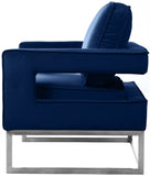 Noah Velvet / Engineered Wood / Stainless Steel / Foam Contemporary Navy Velvet Accent Chair - 33" W x 29" D x 35" H