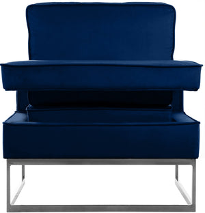 Noah Velvet / Engineered Wood / Stainless Steel / Foam Contemporary Navy Velvet Accent Chair - 33" W x 29" D x 35" H