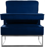 Noah Velvet / Engineered Wood / Stainless Steel / Foam Contemporary Navy Velvet Accent Chair - 33" W x 29" D x 35" H