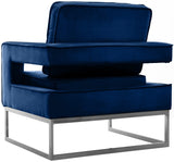 Noah Velvet / Engineered Wood / Stainless Steel / Foam Contemporary Navy Velvet Accent Chair - 33" W x 29" D x 35" H