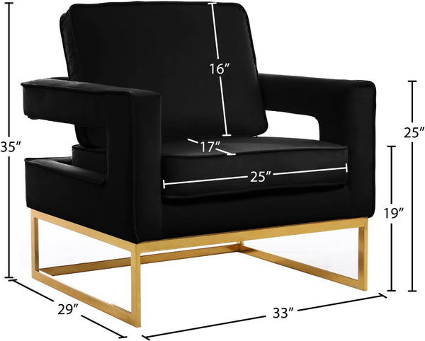 Noah Velvet / Engineered Wood / Stainless Steel / Foam Contemporary Black Velvet Accent Chair - 33" W x 29" D x 35" H