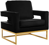 Noah Velvet / Engineered Wood / Stainless Steel / Foam Contemporary Black Velvet Accent Chair - 33" W x 29" D x 35" H