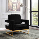 Noah Velvet / Engineered Wood / Stainless Steel / Foam Contemporary Black Velvet Accent Chair - 33" W x 29" D x 35" H