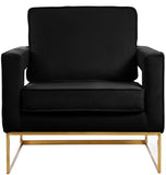 Noah Velvet / Engineered Wood / Stainless Steel / Foam Contemporary Black Velvet Accent Chair - 33" W x 29" D x 35" H