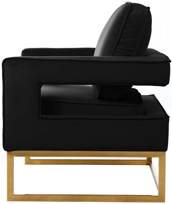 Noah Velvet / Engineered Wood / Stainless Steel / Foam Contemporary Black Velvet Accent Chair - 33" W x 29" D x 35" H