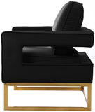 Noah Velvet / Engineered Wood / Stainless Steel / Foam Contemporary Black Velvet Accent Chair - 33" W x 29" D x 35" H