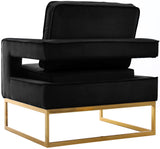 Noah Velvet / Engineered Wood / Stainless Steel / Foam Contemporary Black Velvet Accent Chair - 33" W x 29" D x 35" H